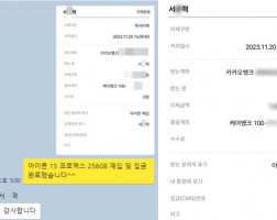 11.20 서*혁 고객님 아이폰 15 프로맥스 256GB 매입완료