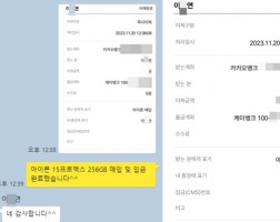 11.20 이*연 고객님 아이폰 15 프로맥스 256GB 매입완료