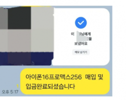 8.09 이*원 고객님 아이폰16프로맥스256GB 매입완료